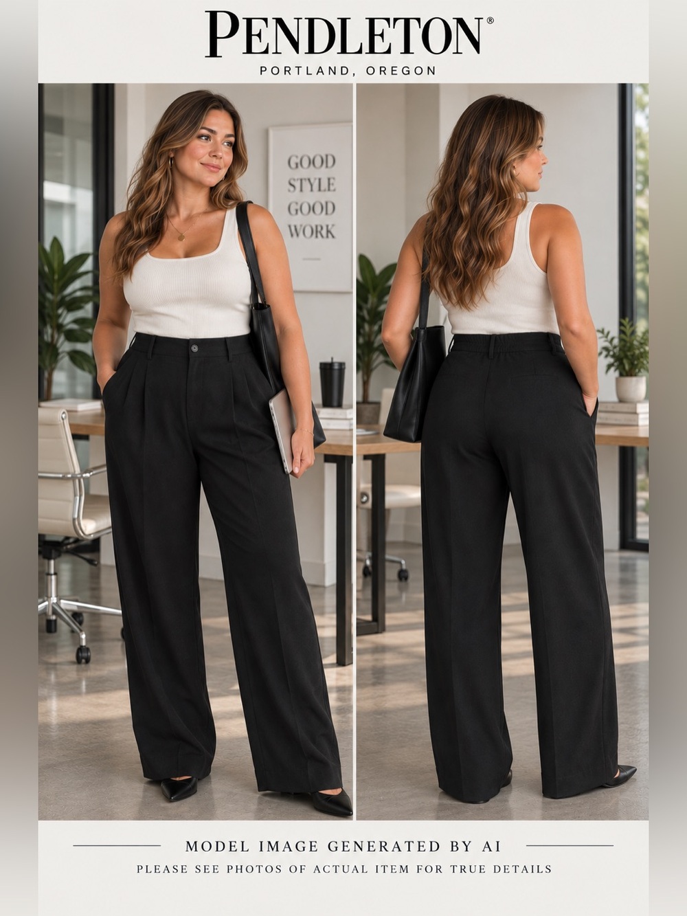Pendleton Vintage Trousers 14 High Rise Pleated Wide-ish Straight Leg Business